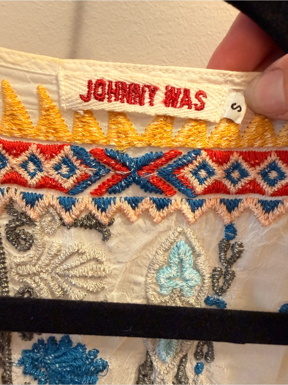 Johnny Was embroidered cupro rayon tunic blouse
